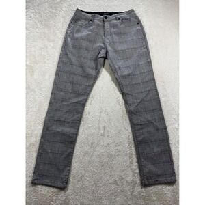 Fried Denim Mens Plaid Glen Check Stretch Grey Pants 38x32 Meas: 34x31.5